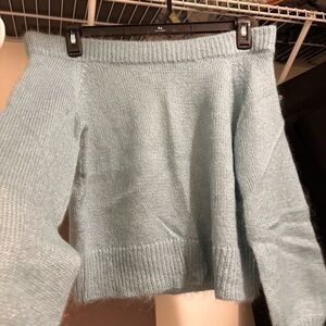 INTERMIX Sky Blue Off-Shoulder Sweater